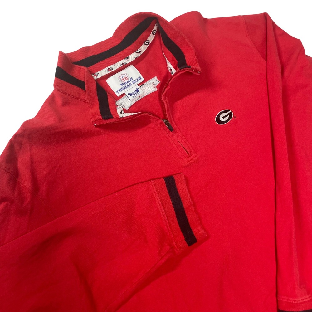 Thomas Dean Men's Georgia Bulldogs XXL Red 1/4 Zip Cotton Pullover Sweater NCAA